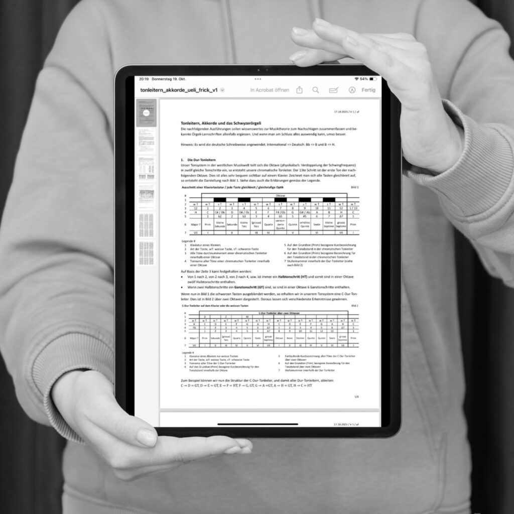 Checkliste Harmonien und Tonleitern auf dem Schwyzerörgeli.