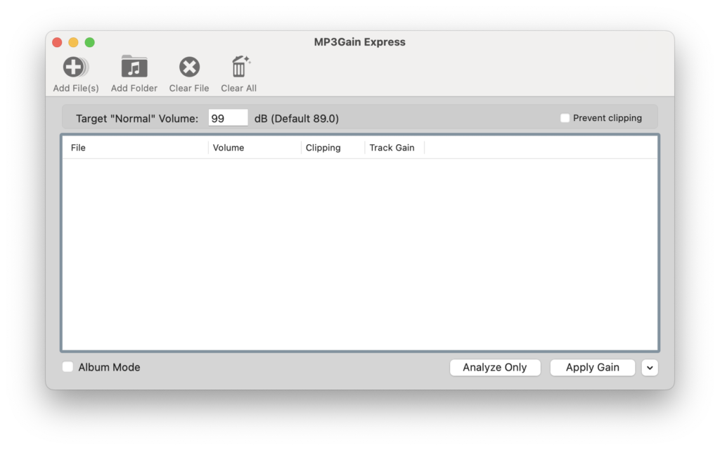 MP3Gain Express für den Mac.